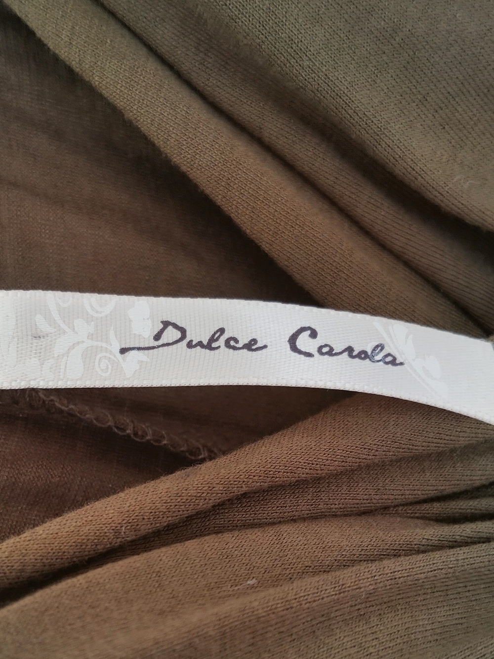 Dulce Carola Twist-Front Olive Green Dress with Spaghetti Straps Size L - Picture 2 of 7